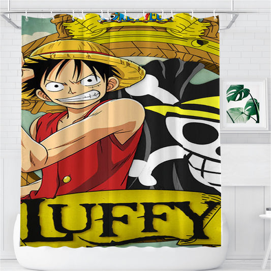 Personalized Straw Hat Pirate Captain Shower Curtain Farmhouse Bathroom Decor