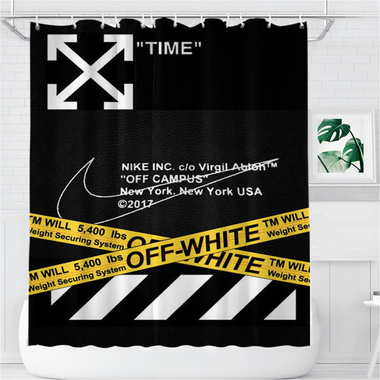 Stripe Arrow Off White New York Black Wallpaper Bathroom Shower Curtain Fabric Waterproof