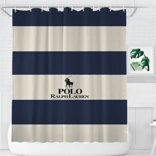 Stripe Polo Ralph Lauren Bathroom Shower Curtain Fabric Waterproof | 66 X 72 Inch