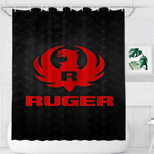 Personalized Sturm Ruger Firearm Red Metal Shower Curtain Farmhouse Bathroom Decor