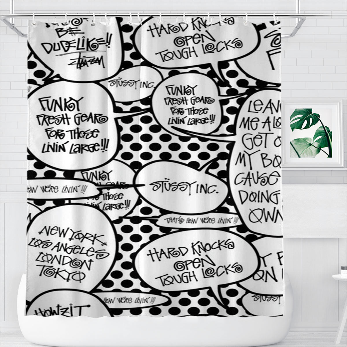 Stussy Inc Bathroom Shower Curtain Fabric Waterproof | 66 X 72 Inch