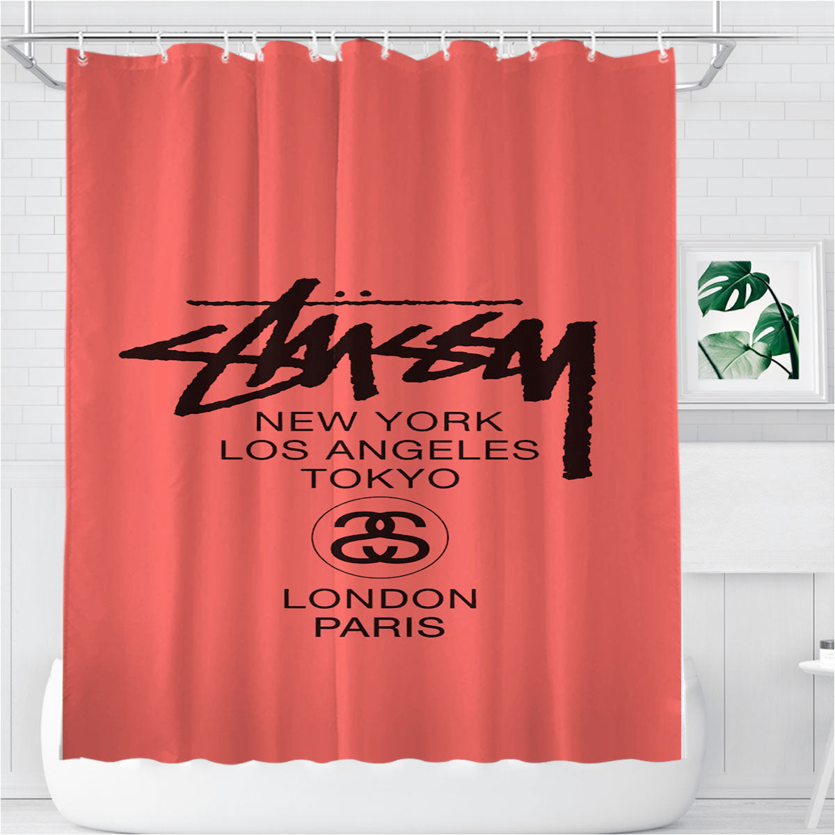 Stussy New York Los Angeles Bathroom Shower Curtain Fabric Waterproof | 66 X 72 Inch