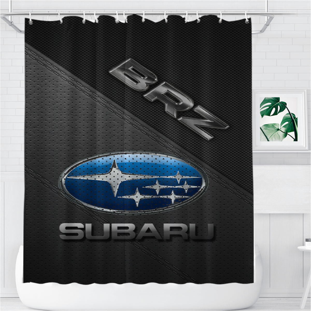 Subaru Brz Leather Textu Bathroom Shower Curtain Fabric Waterproof | 66 X 72 Inch