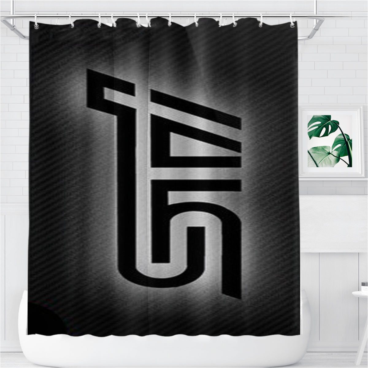 Subaru Sti Black Tile Sport Car Bathroom Shower Curtain Fabric Waterproof | 66 X 72 Inch