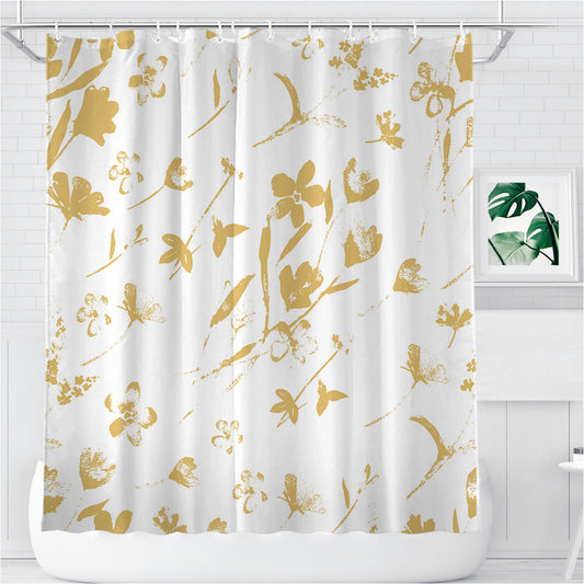 Summer Printed Flower Bathroom Shower Curtain Fabric Waterproof | 66 X 72 Inch