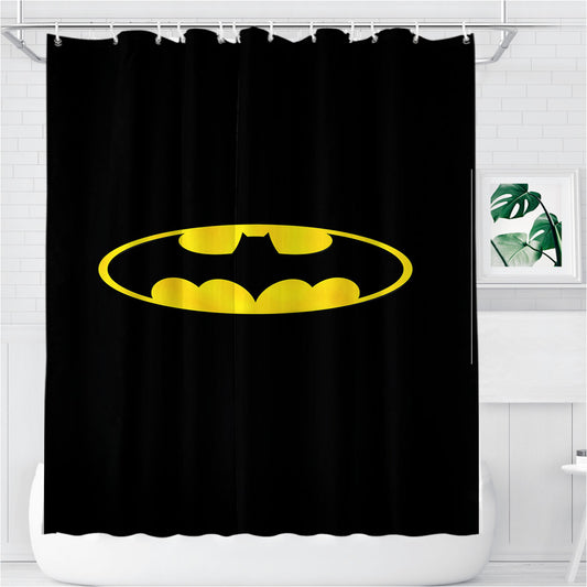 Personalized Super Hero Batman Logo Shower Curtain Farmhouse Bathroom Decor