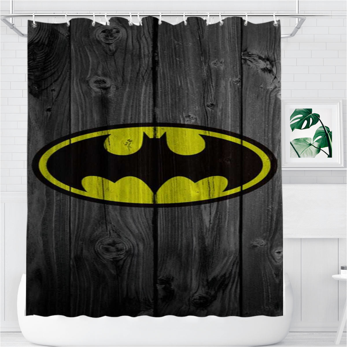 Super Hero Batman Wooden Bathroom Shower Curtain Fabric Waterproof | 66 X 72 Inch