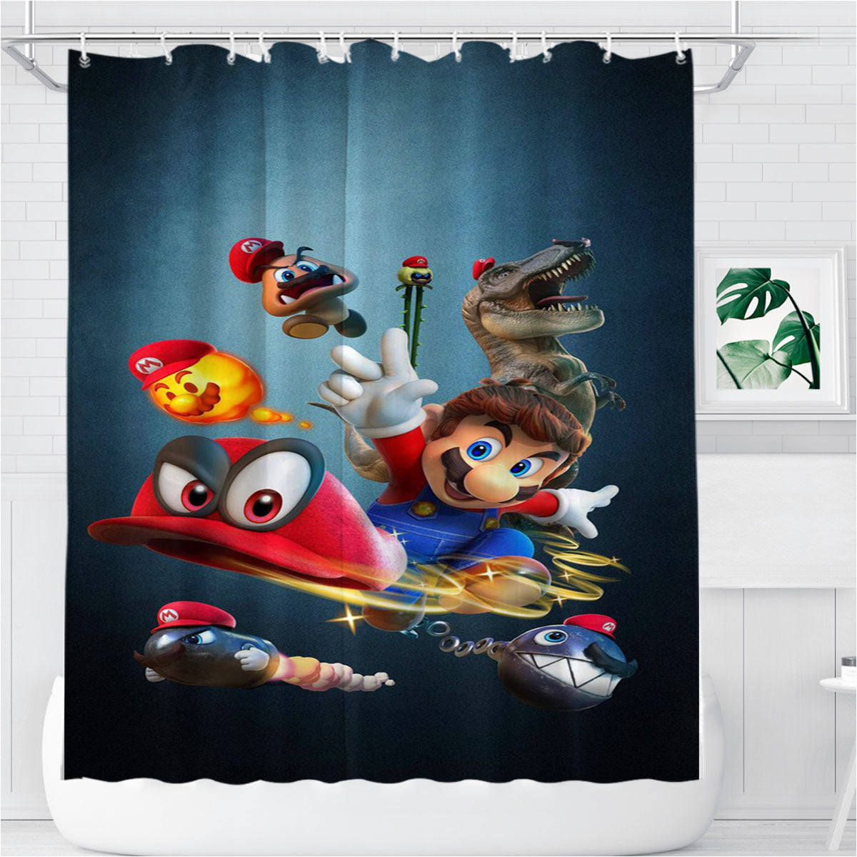 Super Mario Bathroom Shower Curtain Fabric Waterproof | 66 X 72 Inch