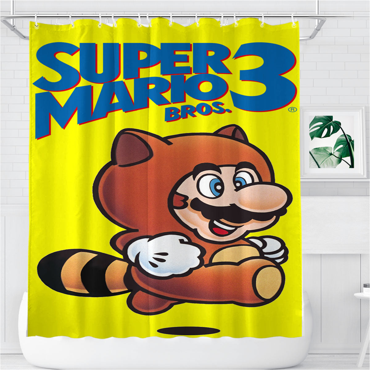 Super Mario Bee Bathroom Shower Curtain Fabric Waterproof | 66 X 72 Inch