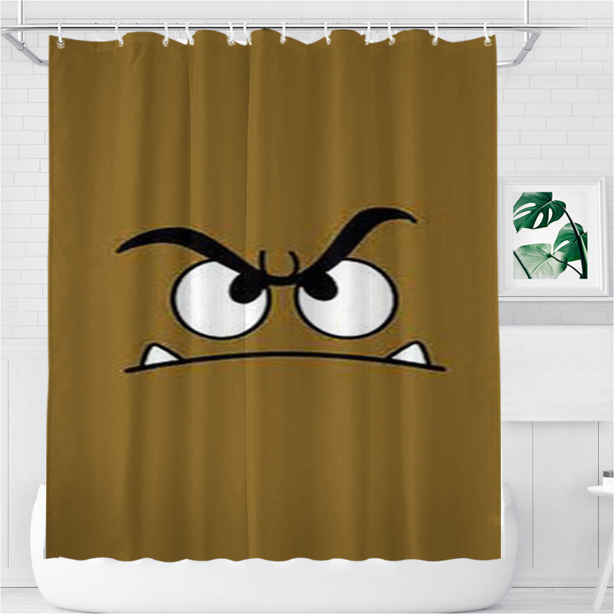Super Mario Goomba Face Bathroom Shower Curtain Fabric Waterproof | 66 X 72 Inch