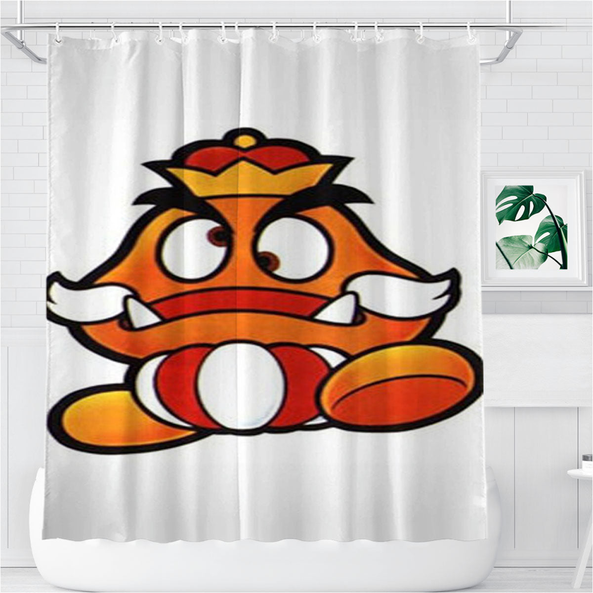 Super Mario King Goomba Bathroom Shower Curtain Fabric Waterproof | 66 X 72 Inch