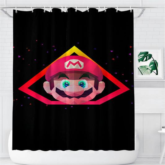 Personalized Super Mario Low Poly Artwork Shower Curtain Farmhouse Bathroom Decor