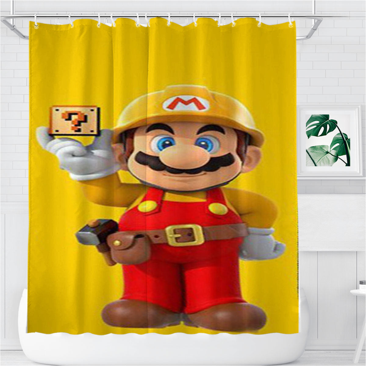 Super Mario Maker Bathroom Shower Curtain Fabric Waterproof | 66 X 72 Inch