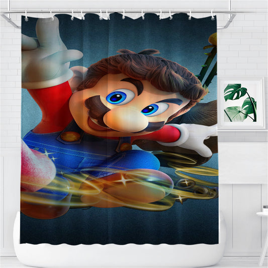 Personalized Super Mario Odyssey Shower Curtain Farmhouse Bathroom Decor