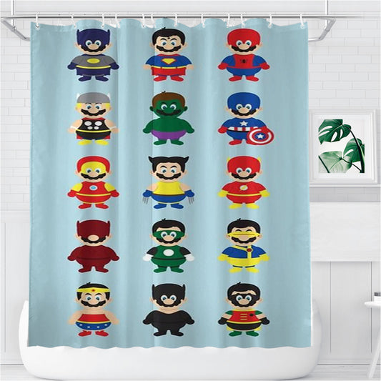 Personalized Super Mario Superhero Shower Curtain Farmhouse Bathroom Decor