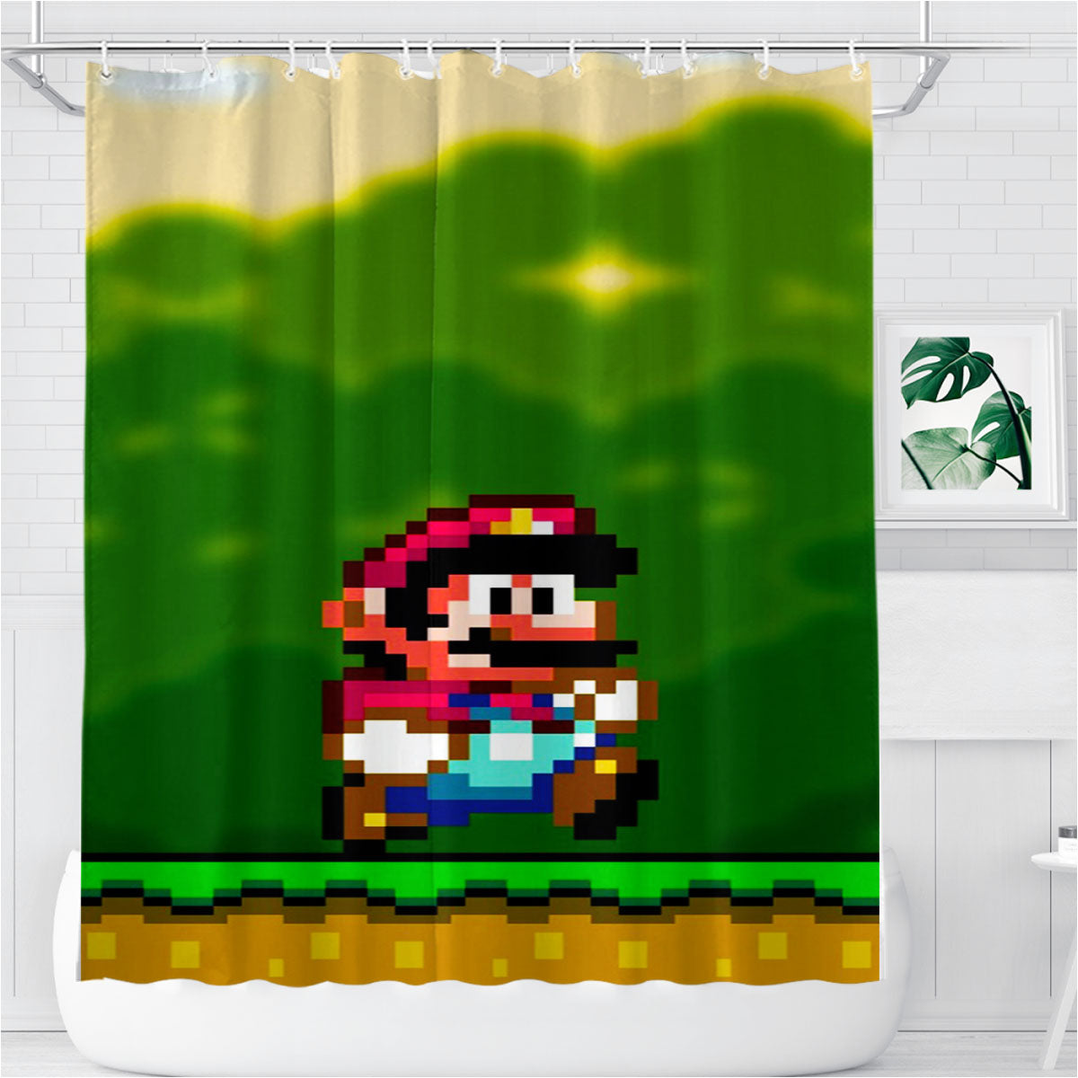 Super Mario World Bathroom Shower Curtain Fabric Waterproof | 66 X 72 Inch