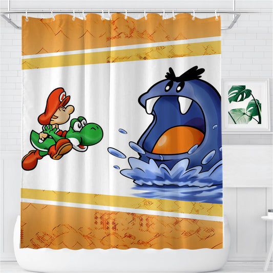 Personalized Super Mario World Yoshis Isla Shower Curtain Farmhouse Bathroom Decor