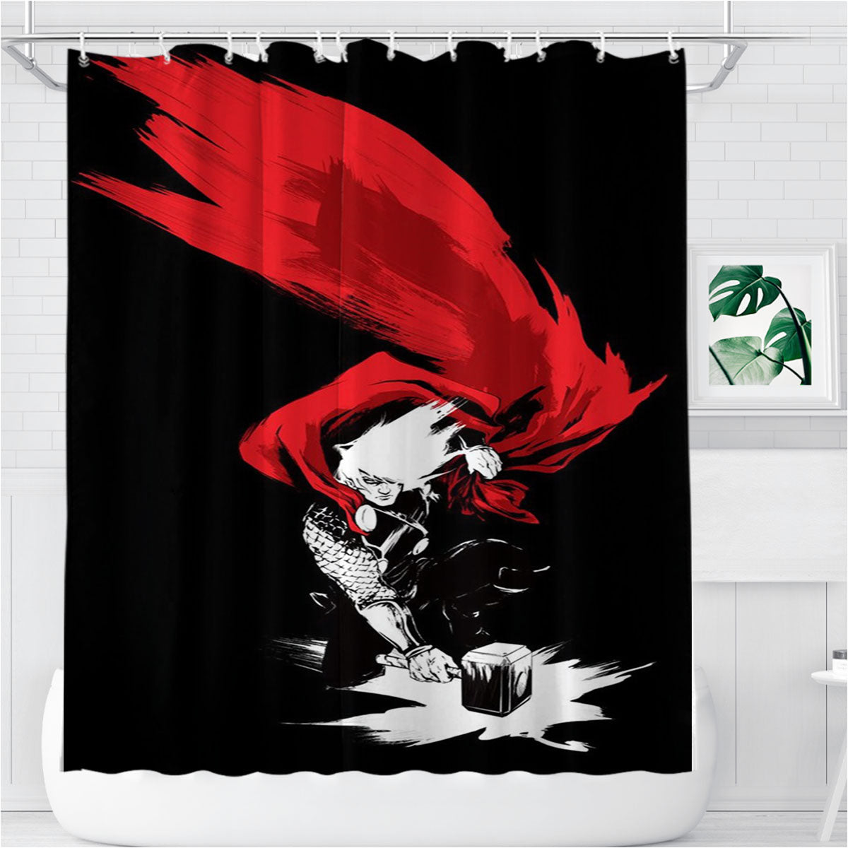Superhero Thor Bathroom Shower Curtain Fabric Waterproof | 66 X 72 Inch