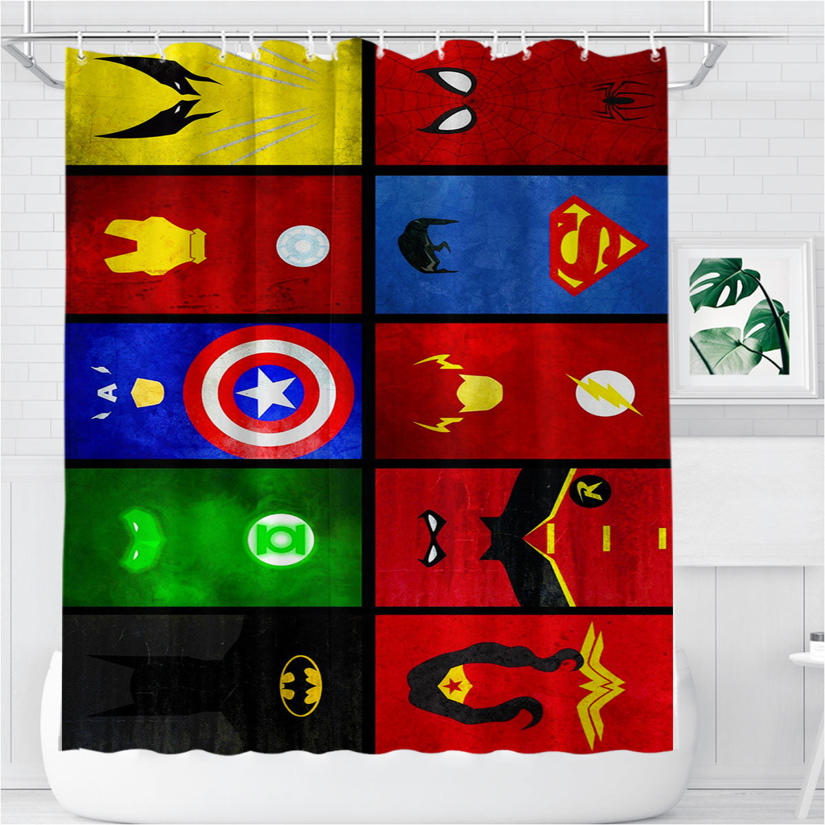 Superheroes Marvel And Dc Bathroom Shower Curtain Fabric Waterproof | 66 X 72 Inch