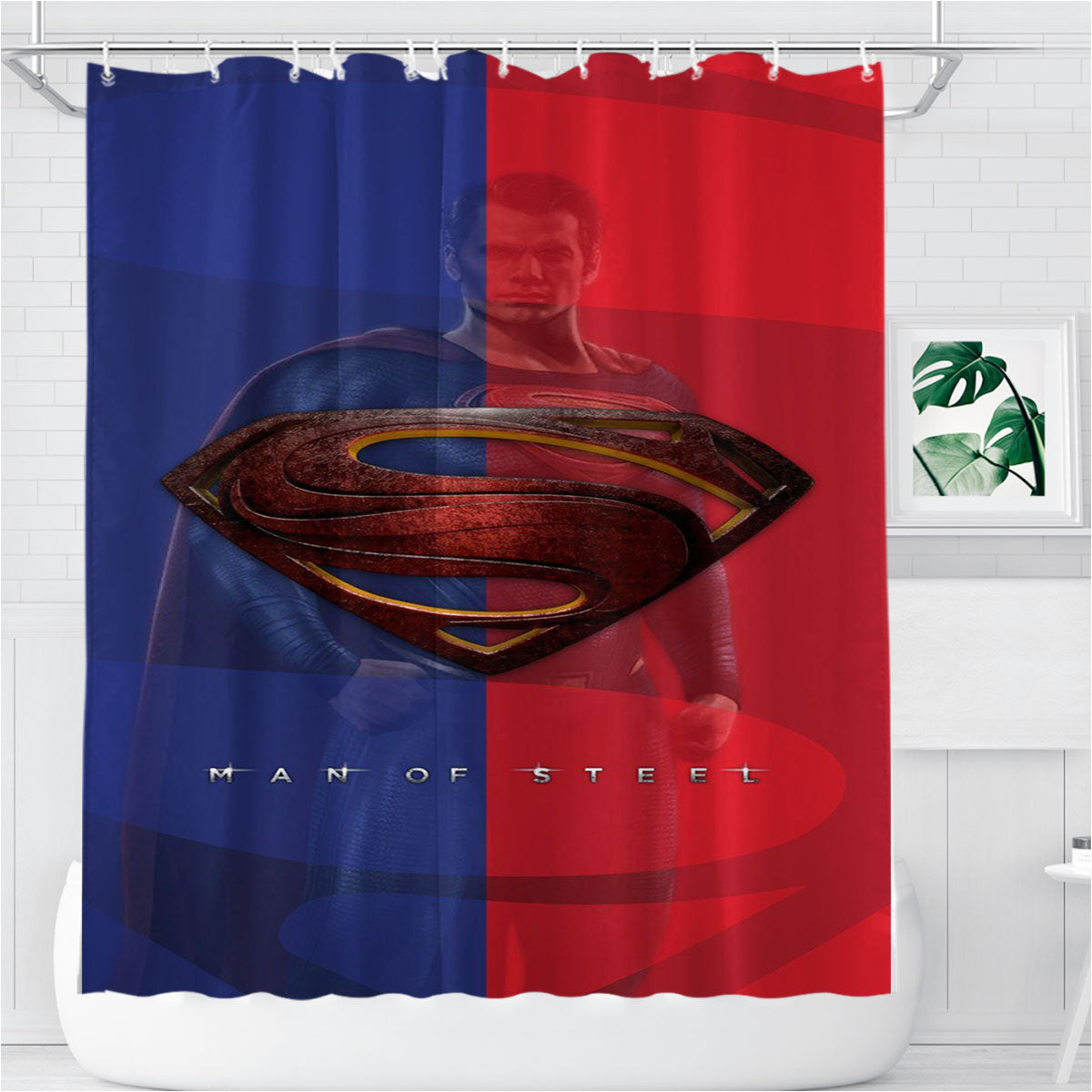 Superman Hero Bathroom Shower Curtain Fabric Waterproof | 66 X 72 Inch