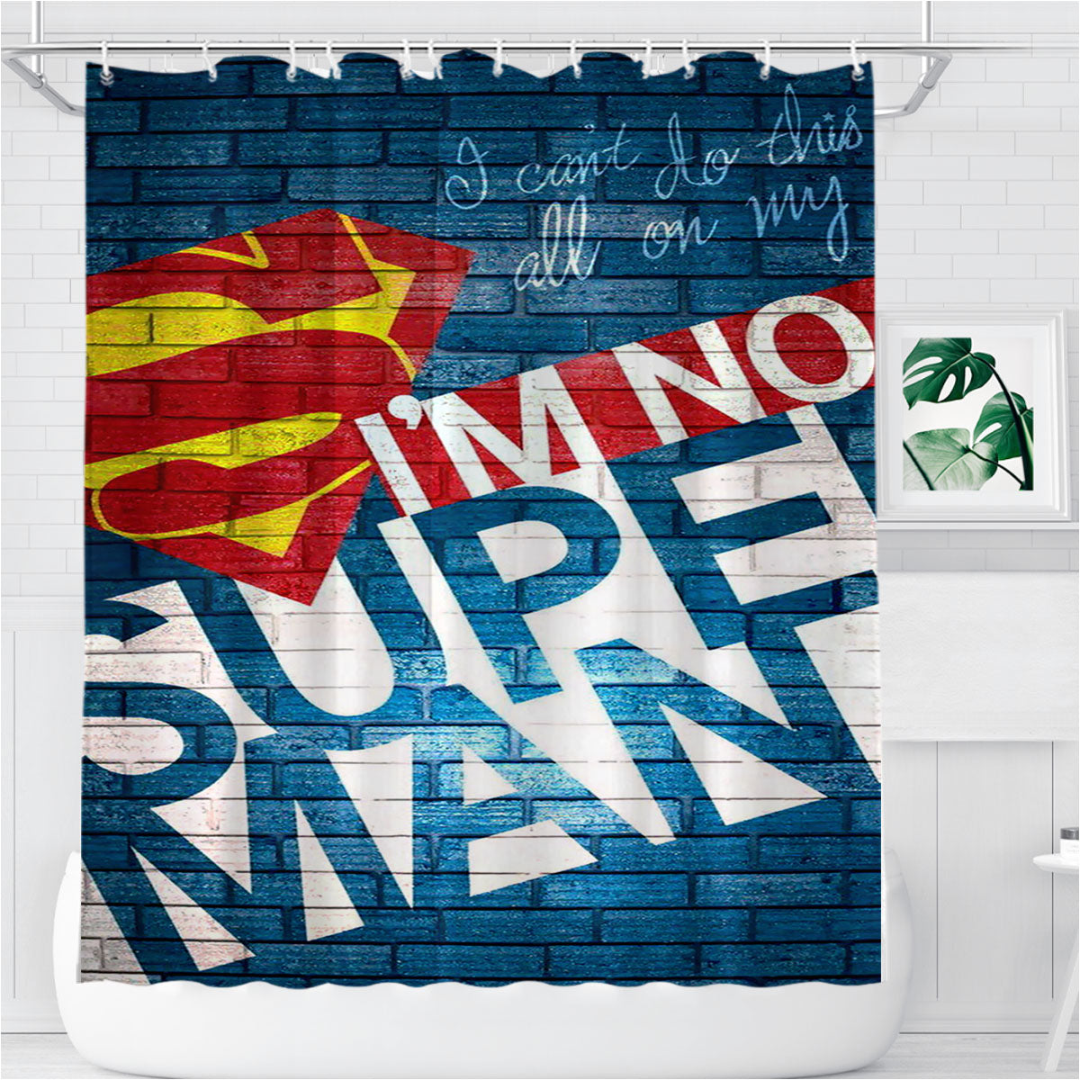 Superman In The Wall Bathroom Shower Curtain Fabric Waterproof | 66 X 72 Inch