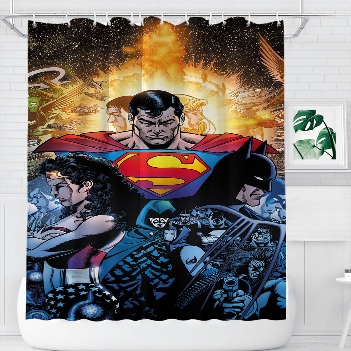 Superman Infinite Crisis Bathroom Shower Curtain Fabric Waterproof | 66 X 72 Inch
