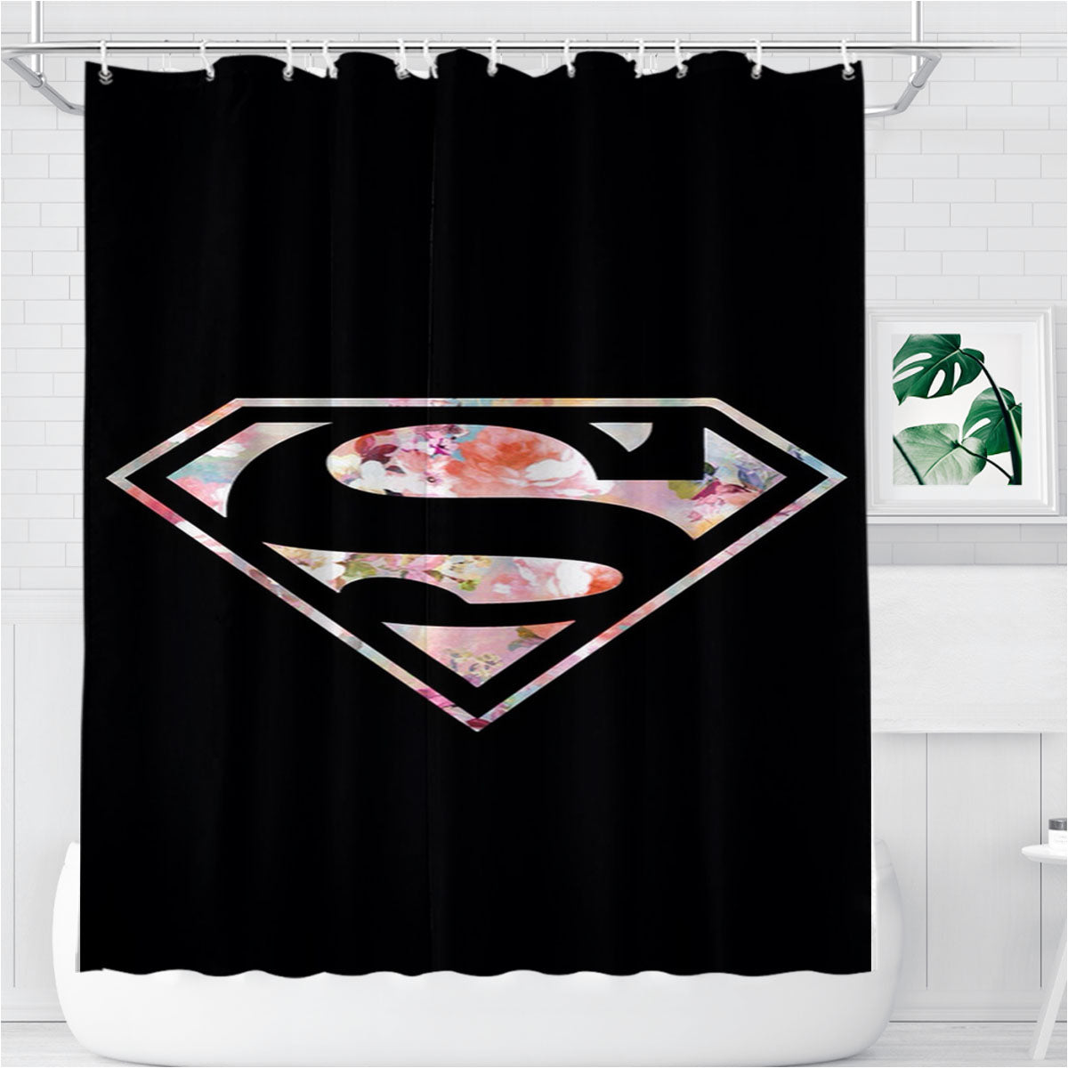 Superman Logo Bathroom Shower Curtain Fabric Waterproof | 66 X 72 Inch