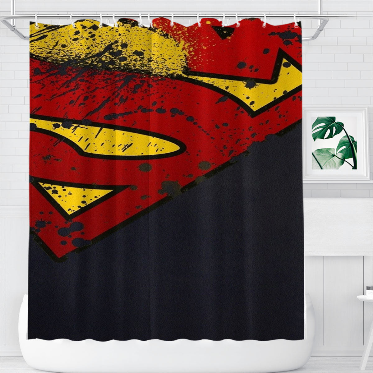 Superman Logo 2 Bathroom Shower Curtain Fabric Waterproof | 66 X 72 Inch