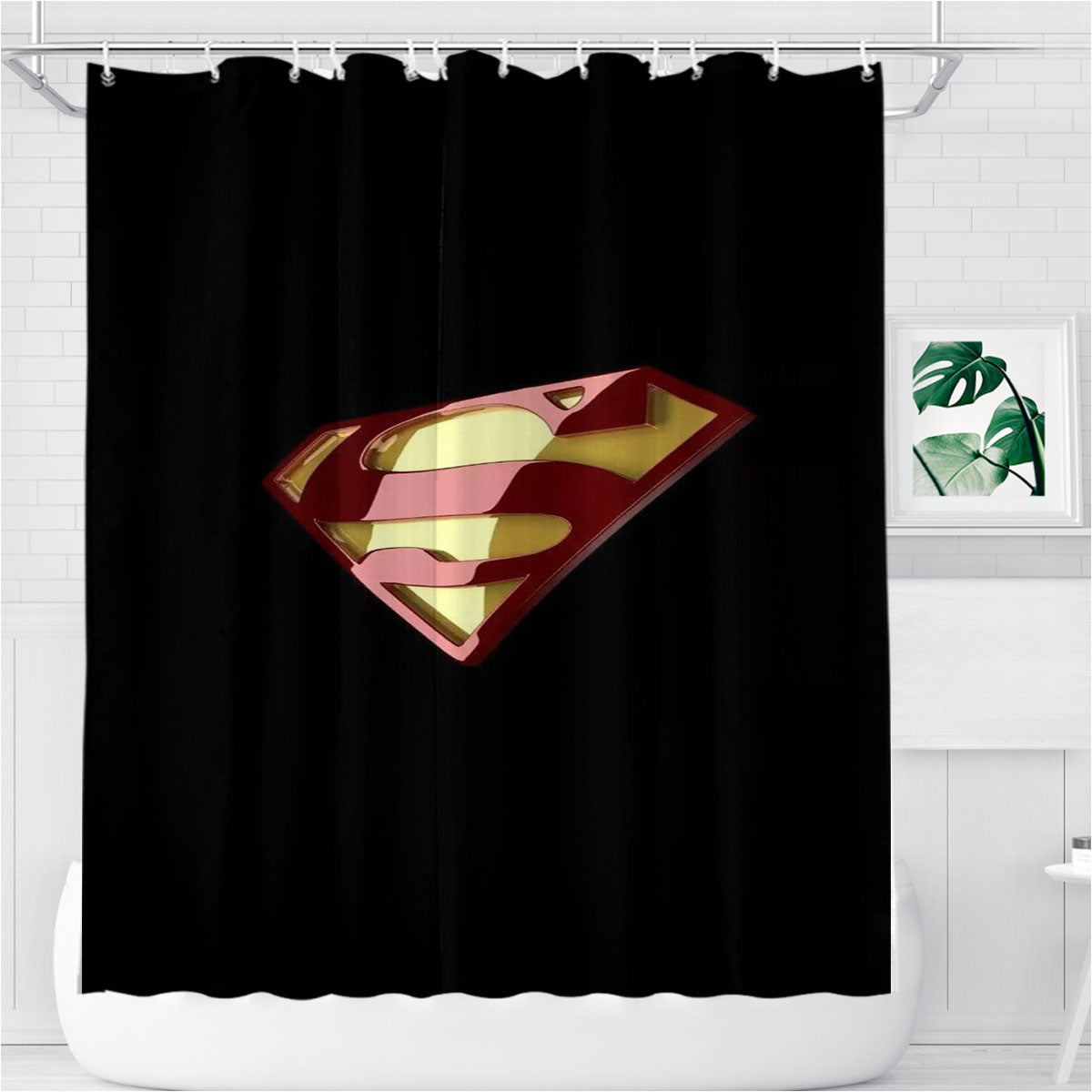 Superman Logo 3D Bathroom Shower Curtain Fabric Waterproof | 66 X 72 Inch