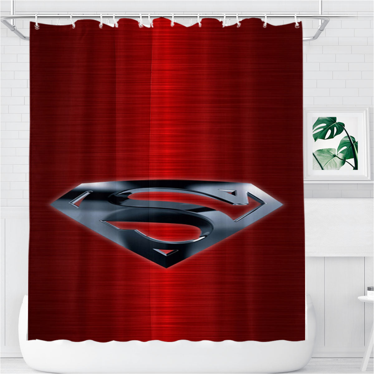 Superman Red Bathroom Shower Curtain Fabric Waterproof | 66 X 72 Inch