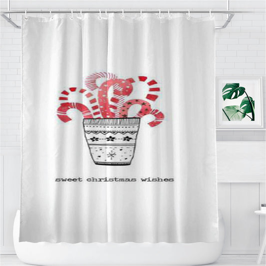 Sweet Christmas Wishes Bathroom Shower Curtain Fabric Waterproof | 66 X 72 Inch