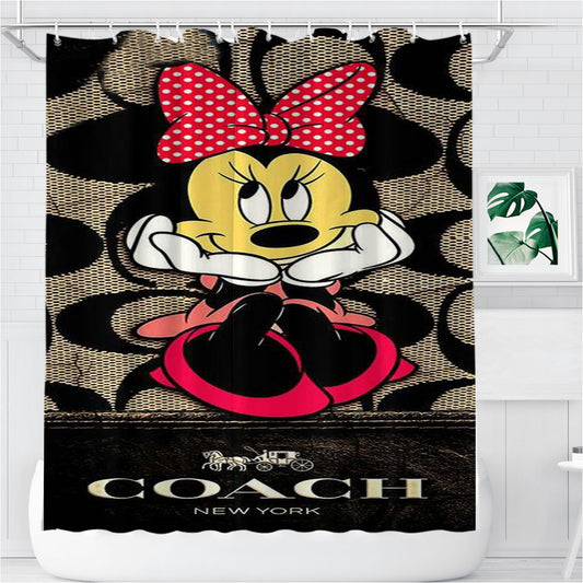 Sweet Coach Minnie Mouse Cool Bathroom Shower Curtain Fabric Waterproof