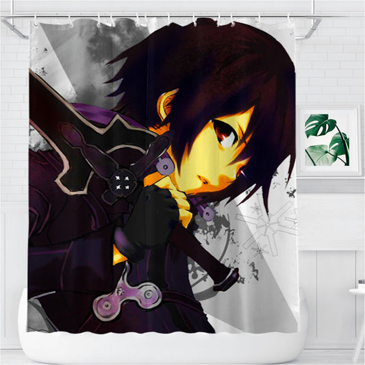 Personalized Sword Art Online Kirito Shower Curtain Farmhouse Bathroom Decor