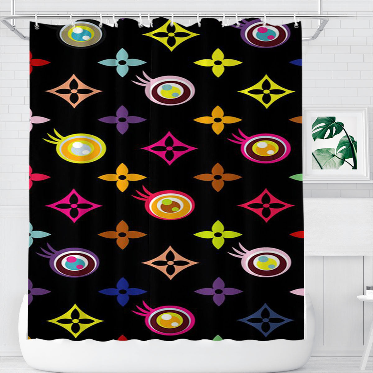 Takashi Murakami Beyond Pattern Lv Bathroom Shower Curtain Fabric Waterproof | 66 X 72 Inch