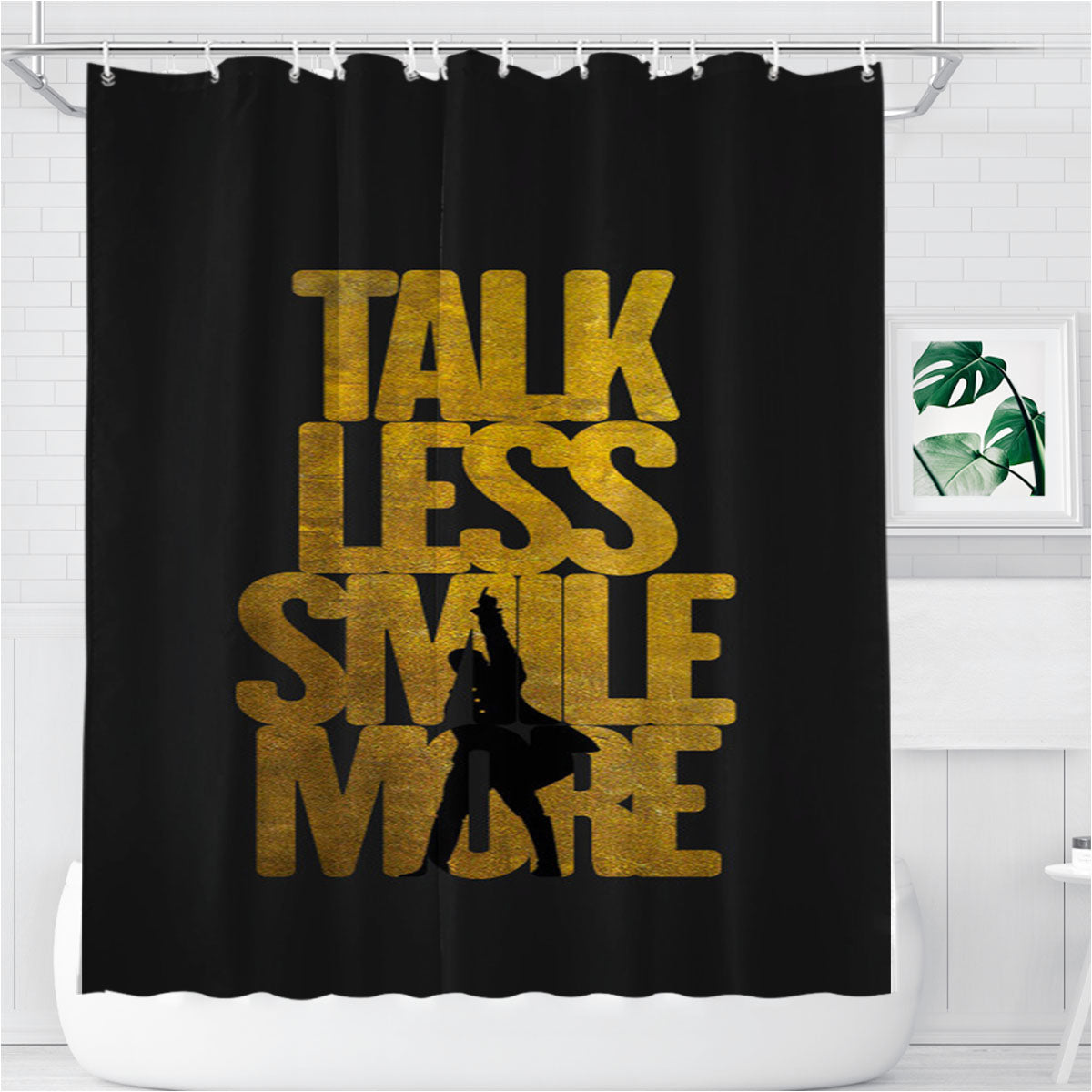 Talk Less Smile More Hamilton Gold Bathroom Shower Curtain Fabric Waterproof | 66 X 72 Inch