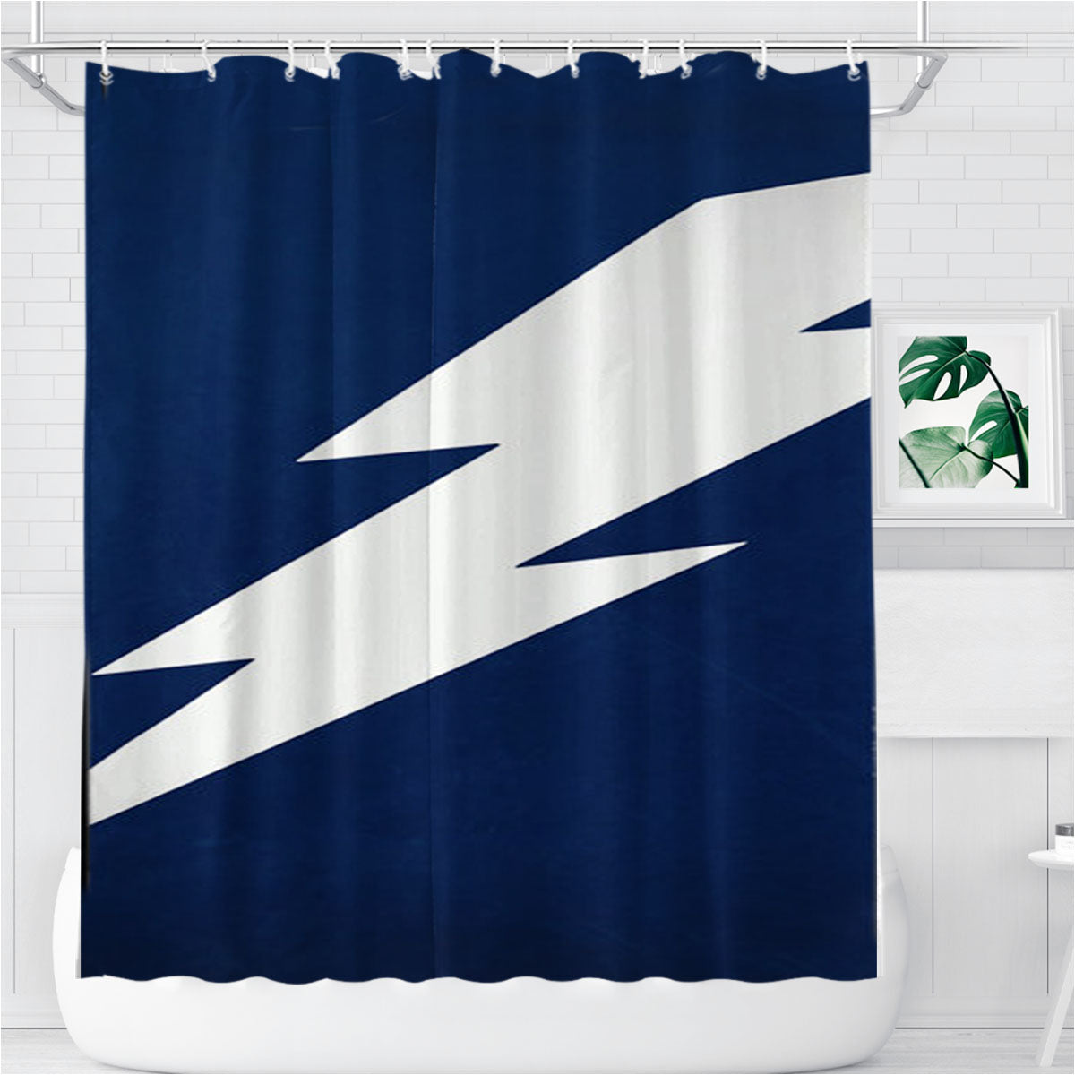 Tampa Bay Lightning Thunder Bathroom Shower Curtain Fabric Waterproof | 66 X 72 Inch