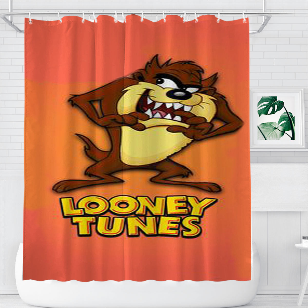 Tazmania Looney Tunes Cartoon Bathroom Shower Curtain Fabric Waterproof | 66 X 72 Inch