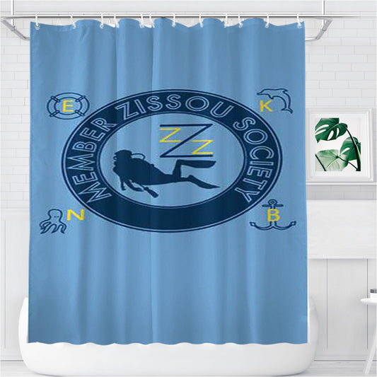 Team Zissou Society Bathroom Shower Curtain Fabric Waterproof | 66 X 72 Inch