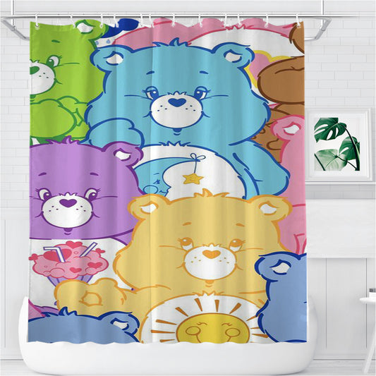 Personalized Teddy Bear Funky Cartoon Pattern Shower Curtain Farmhouse Bathroom Decor