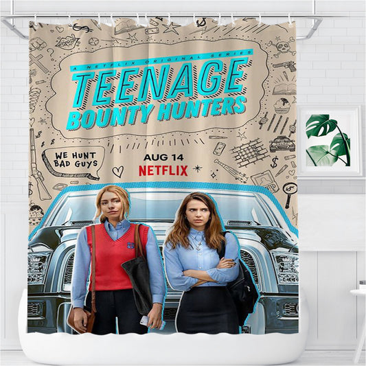 Personalized Teenage Bounty Hunters Movie Shower Curtain Farmhouse Bathroom Decor