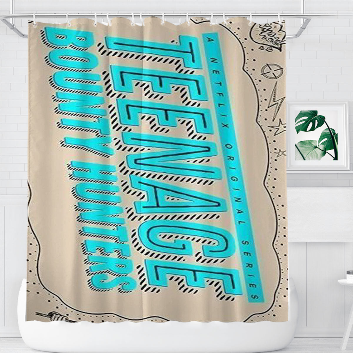 Teenage Bounty Hunters Poster Bathroom Shower Curtain Fabric Waterproof | 66 X 72 Inch