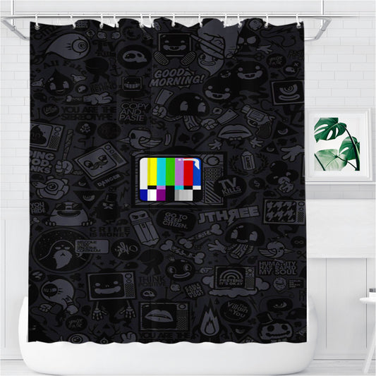Personalized Test Pattern Logo Quotes Shower Curtain Farmhouse Bathroom Decor