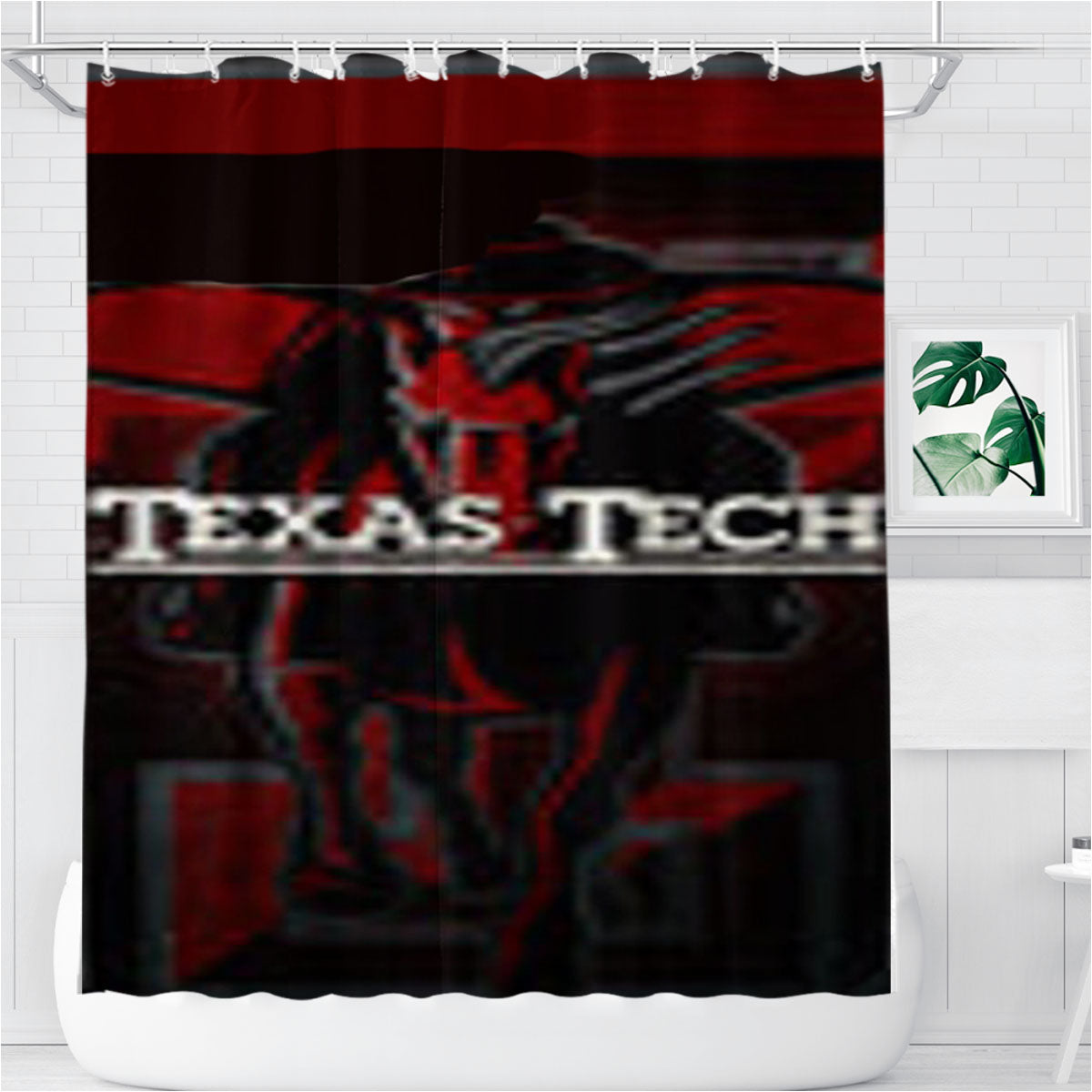 Texas Tech Bathroom Shower Curtain Fabric Waterproof | 66 X 72 Inch