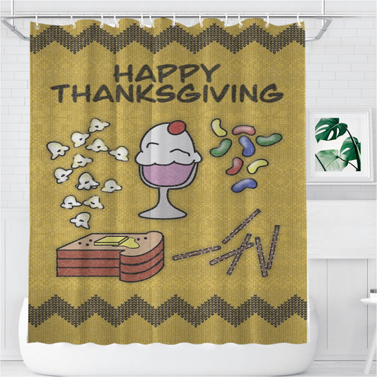 Thanksgiving Bathroom Shower Curtain Fabric Waterproof