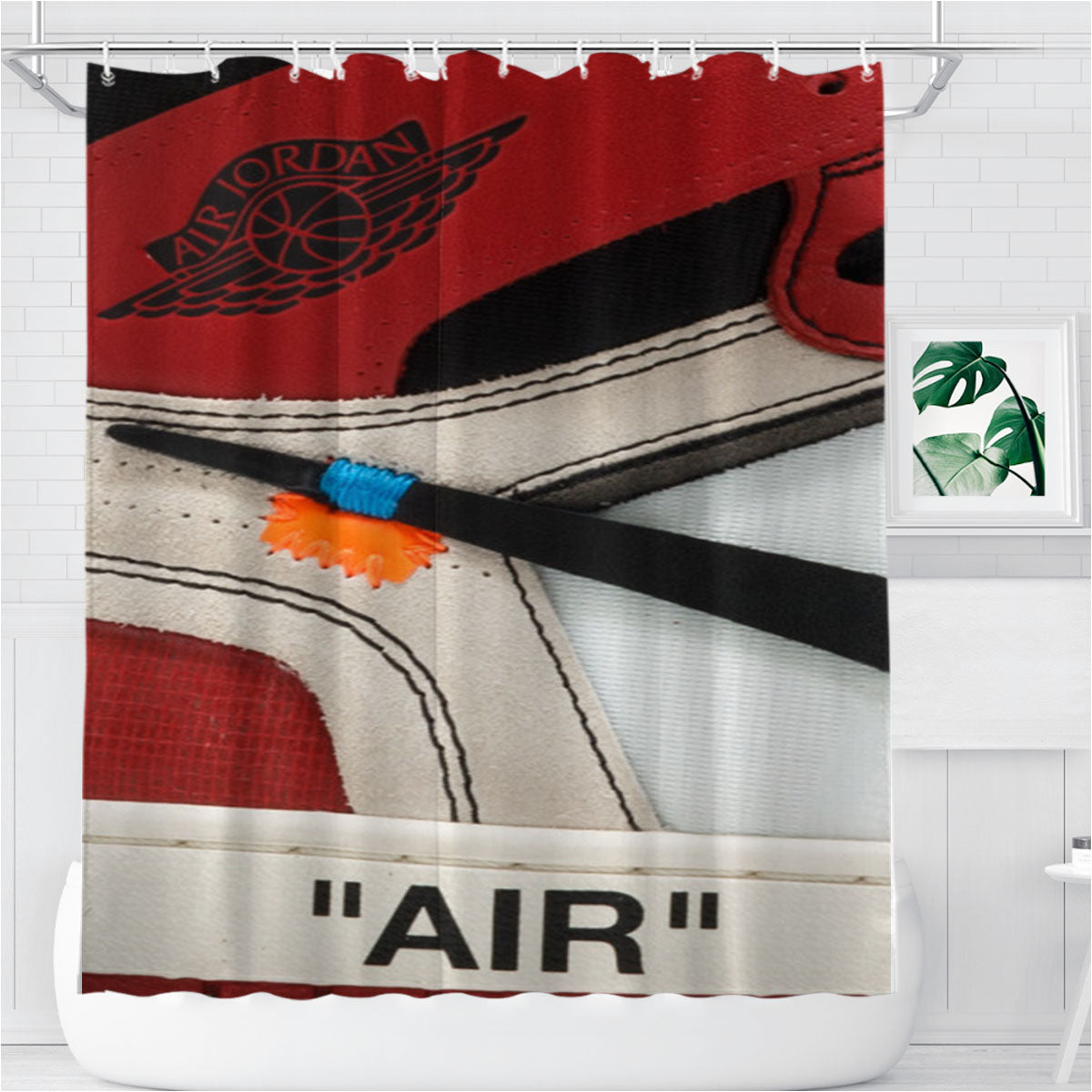 The 10 Air Jordan 1 Off White Bathroom Shower Curtain Fabric Waterproof | 66 X 72 Inch