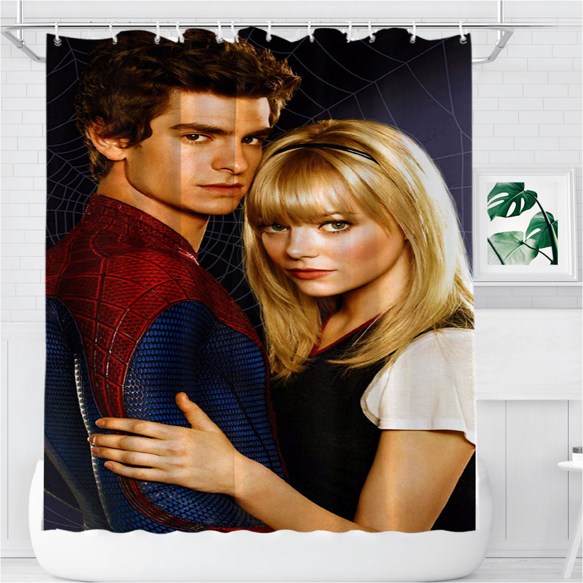 The Amazing Spider Man Couple Bathroom Shower Curtain Fabric Waterproof | 66 X 72 Inch