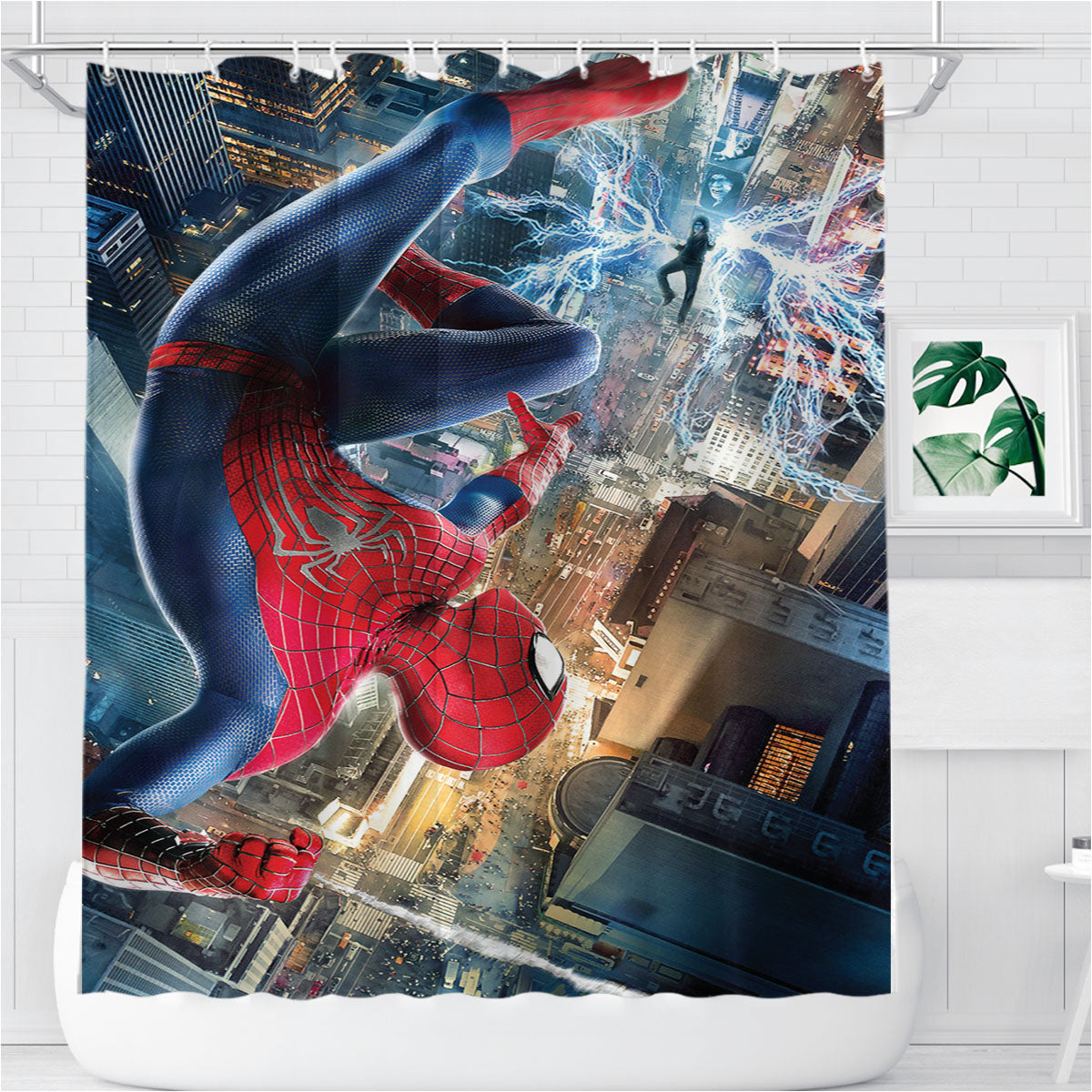 The Amazing Spiderman Poster Bathroom Shower Curtain Fabric Waterproof | 66 X 72 Inch