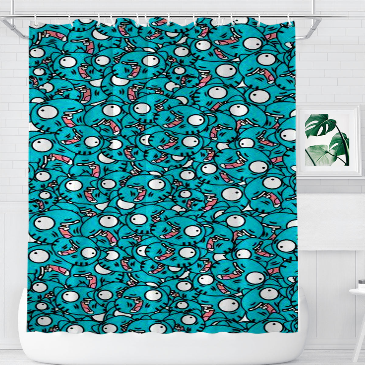 The Amazing World Of Gumball Pattern Character Bathroom Shower Curtain Fabric Waterproof | 66 X 72 Inch
