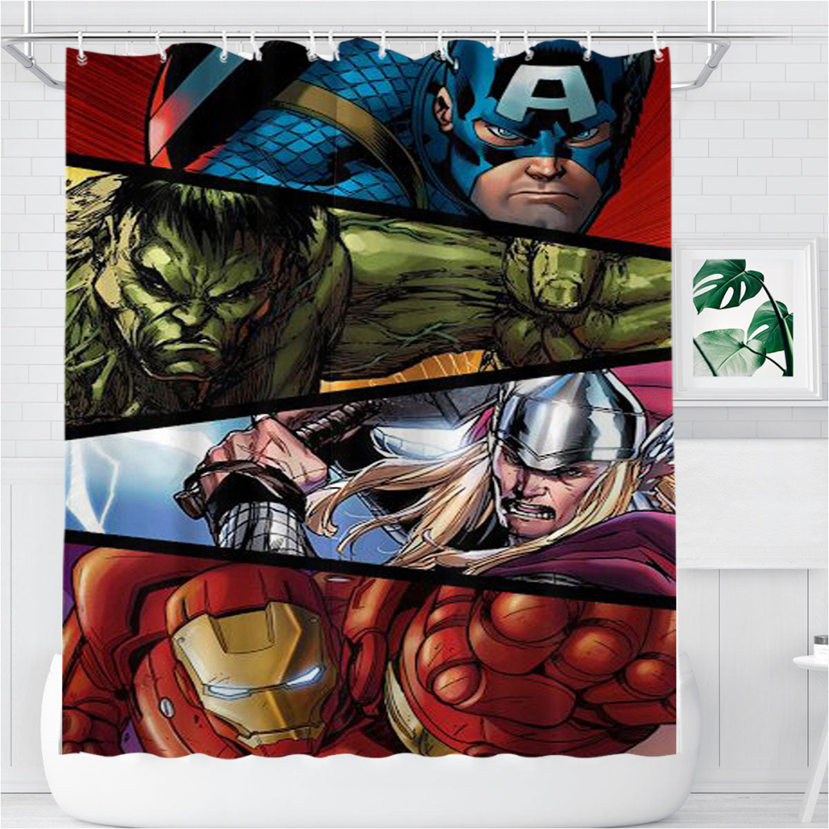 The Avengers Bathroom Shower Curtain Fabric Waterproof | 66 X 72 Inch
