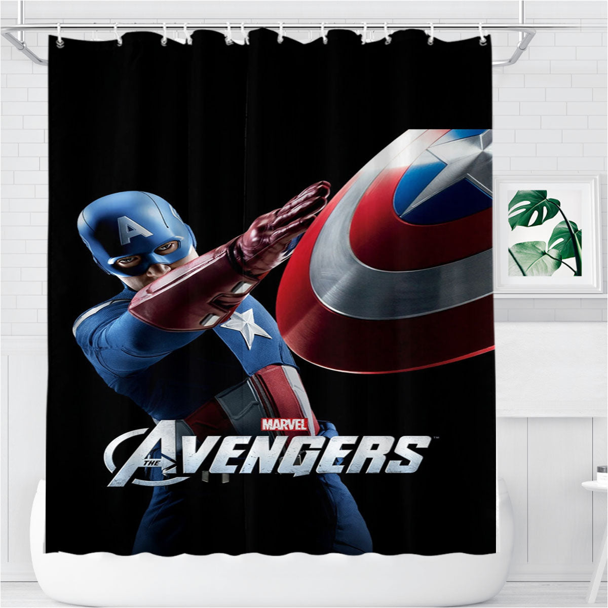 The Avengers - Captain America Bathroom Shower Curtain Fabric Waterproof | 66 X 72 Inch